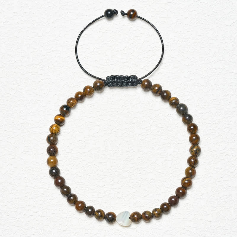 Buddha Stones Natural Small Tiger Eye Beads Love Heart Power String Bracelet - image 1