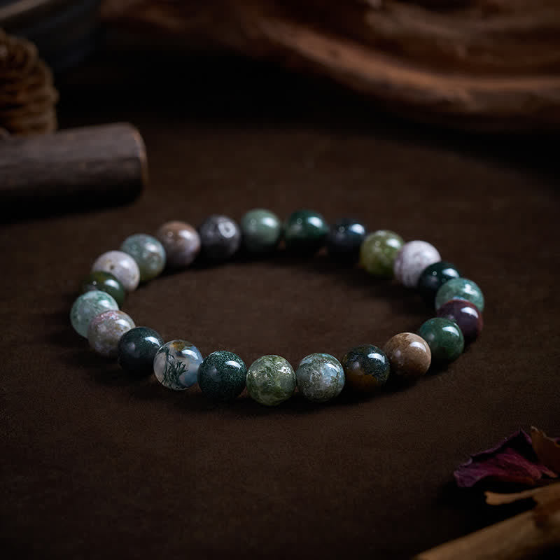 Buddha Stones Natural Stone Sea Sediment Jasper Agate Protection Peace Bracelet - 8mm(Wrist Circumference:15-16cm) - image 7
