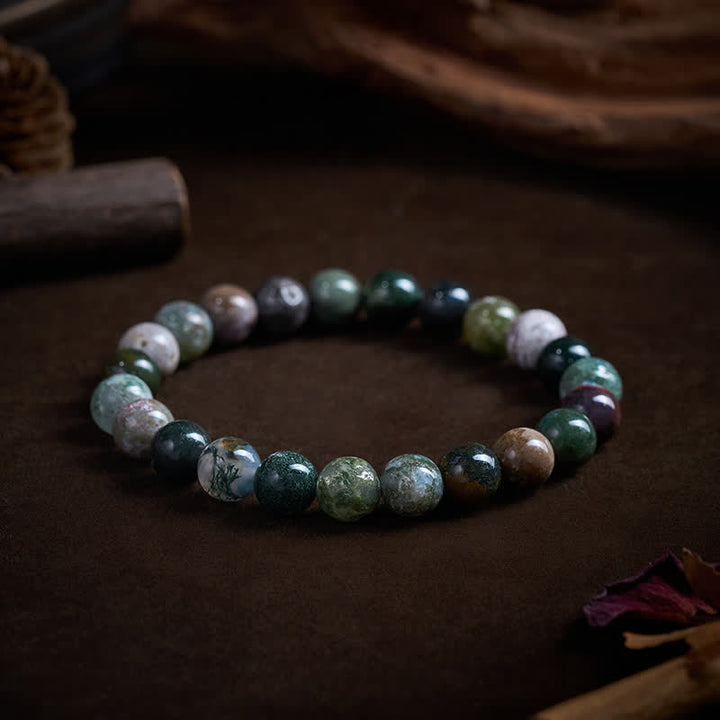 Buddha Stones Natural Stone Sea Sediment Jasper Agate Protection Peace Bracelet - 8mm(Wrist Circumference:15-16cm) - image 7