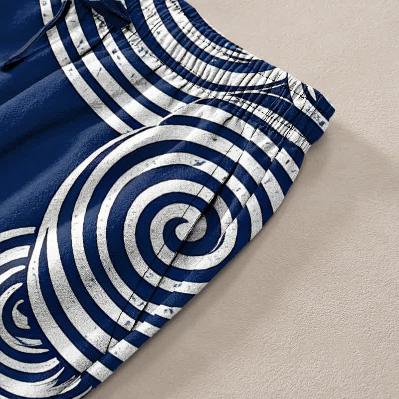 Buddha Stones Pure Cotton Concentric Circle Pattern Men's Tapered Pants With Pockets - image 2