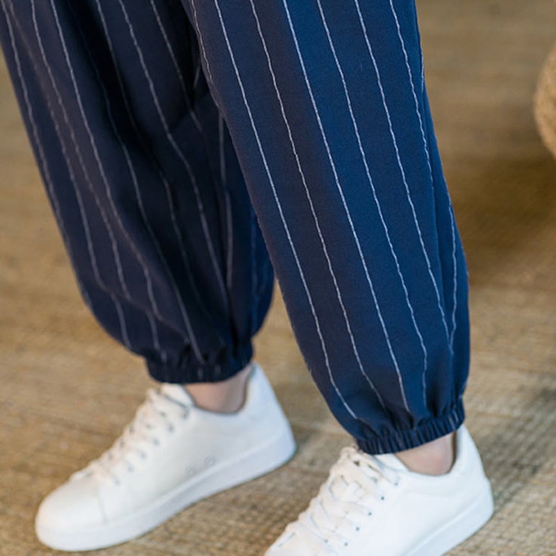 Buddha Stones Summer Casual Drawstring Striped Men's Harem Pants With Pockets - image 31