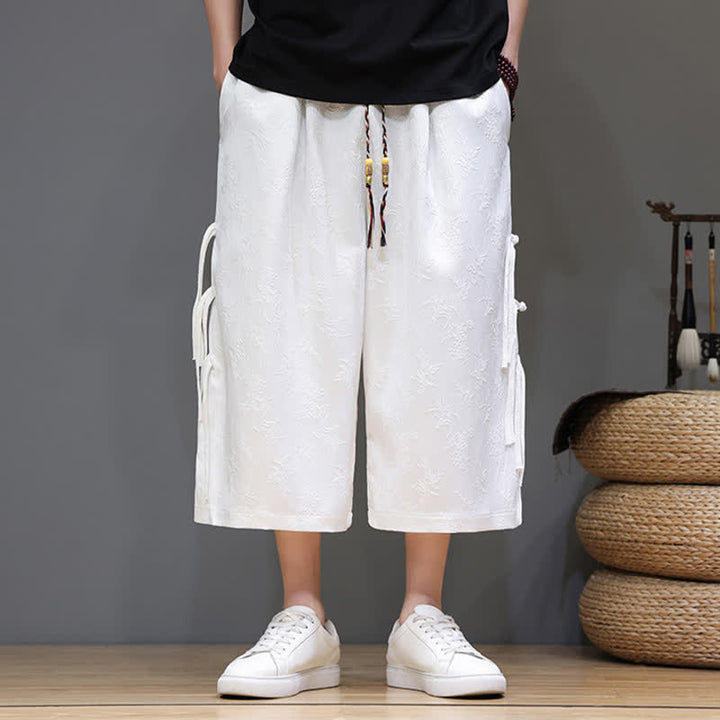 Buddha Stones Summer Tang Style Side Frog Button Men's Straight Leg Pants With Pockets - image 12