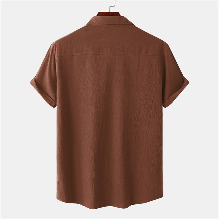 Buddha Stones Summer Casual Solid Buttons Men's Short Sleeve Shirts With Decorative Pockets - image 30