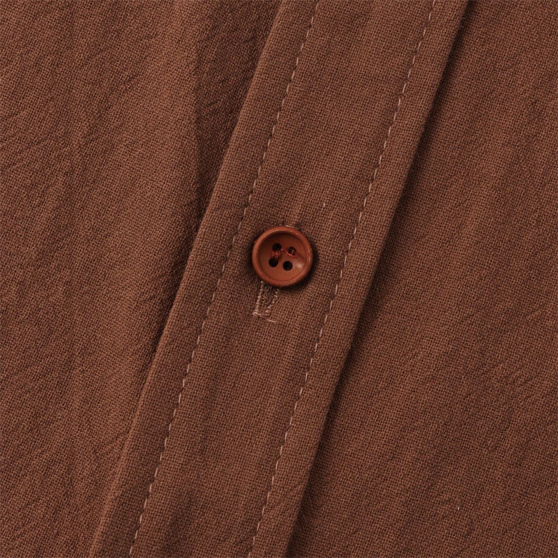 Buddha Stones Summer Casual Solid Buttons Men's Short Sleeve Shirts With Decorative Pockets - image 34