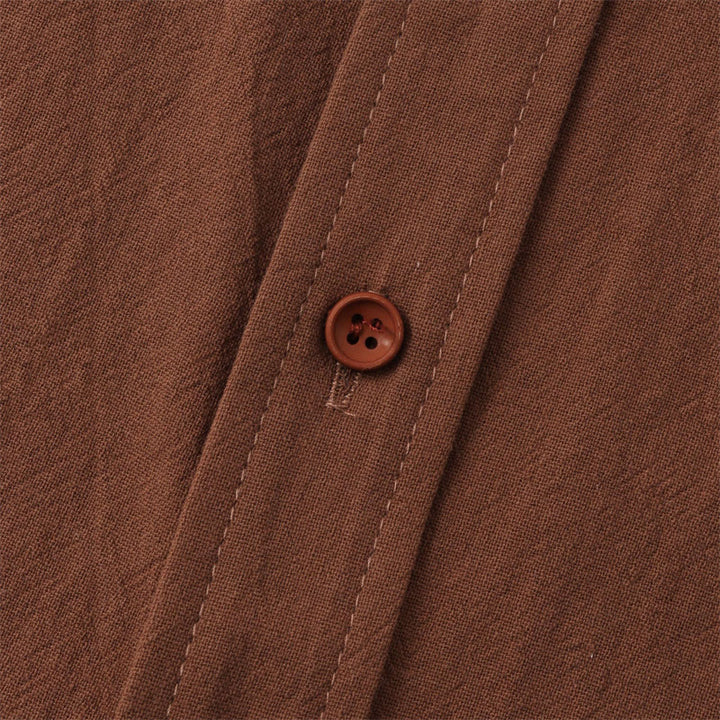 Buddha Stones Summer Casual Solid Buttons Men's Short Sleeve Shirts With Decorative Pockets - image 34