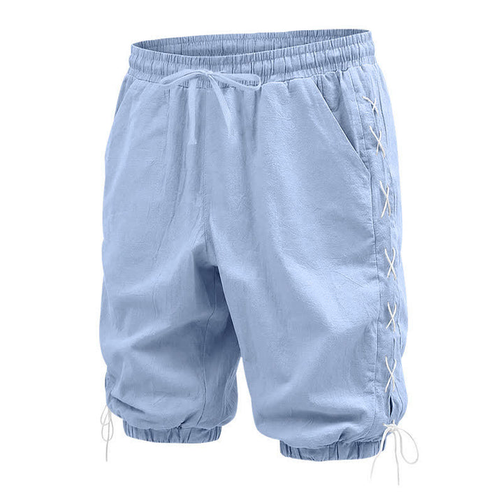 Buddha Stones Summer Casual Drawstring Side Slit Solid Bermuda Shorts Men's Straight Leg Pants With Pockets - image 17
