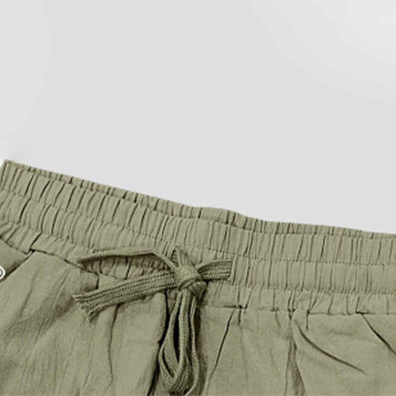 Buddha Stones Summer Casual Drawstring Side Slit Solid Bermuda Shorts Men's Straight Leg Pants With Pockets - image 30