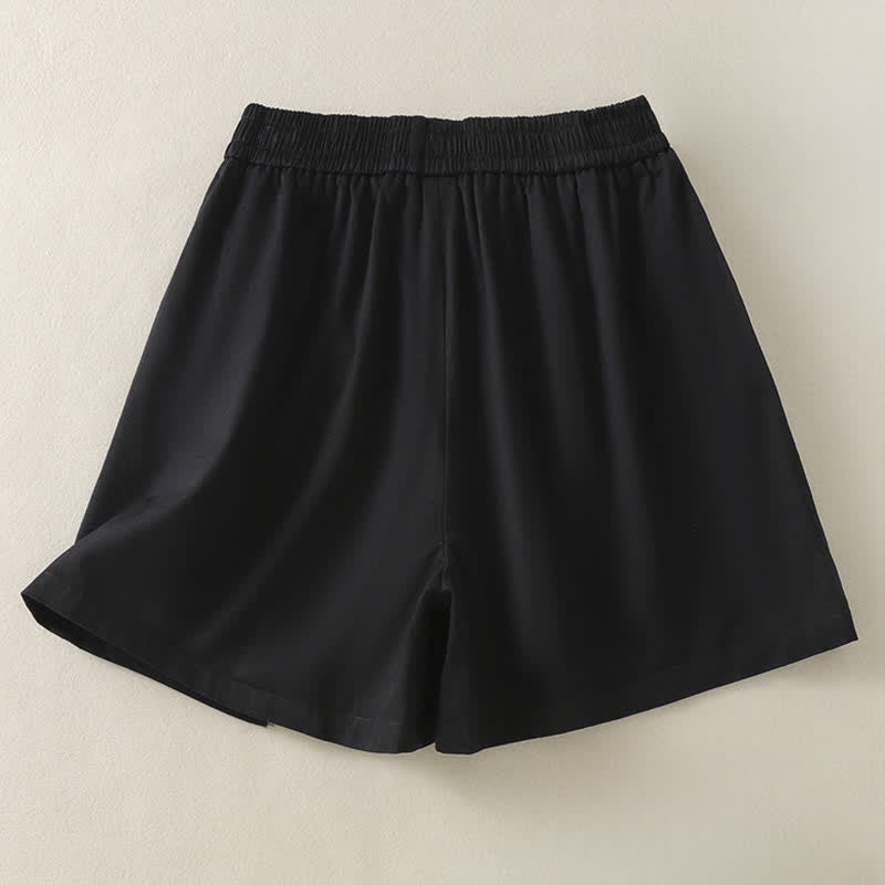 Buddha Stones Summer Casual Decorative Buttons Solid Women's Shorts With Pockets - image 18
