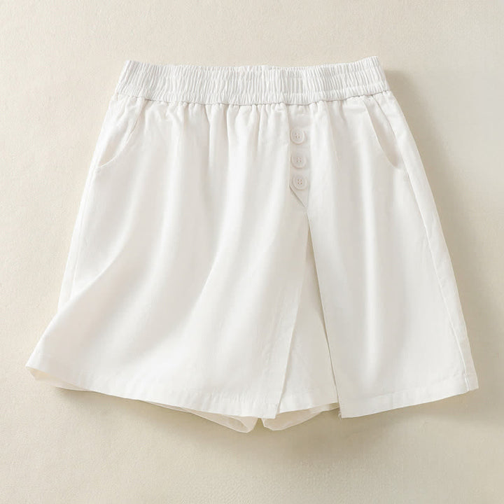 Buddha Stones Summer Casual Decorative Buttons Solid Women's Shorts With Pockets - image 14