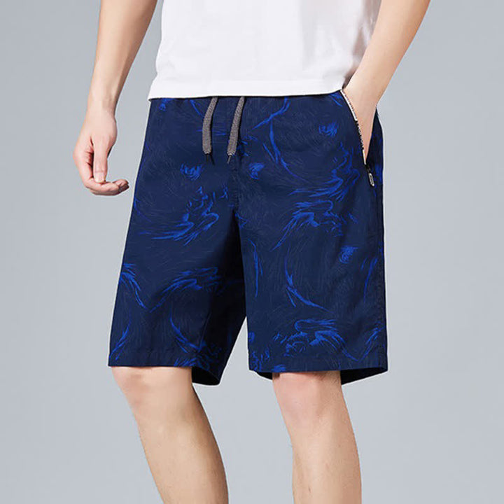 Buddha Stones Summer Drawstring Abstract Print Cotton Men's Shorts With Pockets - image 8