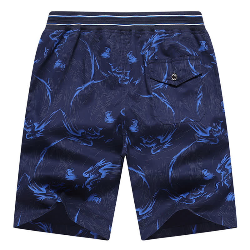 Buddha Stones Summer Drawstring Abstract Print Cotton Men's Shorts With Pockets - image 11