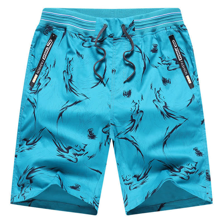 Buddha Stones Summer Drawstring Abstract Print Cotton Men's Shorts With Pockets - image 27
