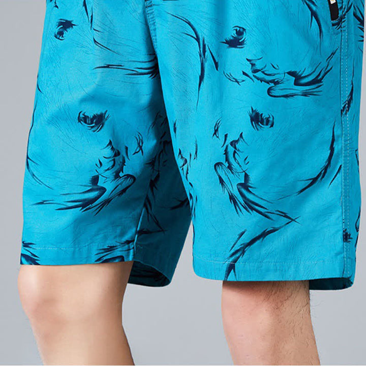 Buddha Stones Summer Drawstring Abstract Print Cotton Men's Shorts With Pockets - image 23