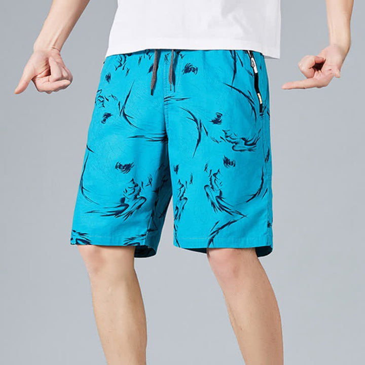 Buddha Stones Summer Drawstring Abstract Print Cotton Men's Shorts With Pockets - image 20