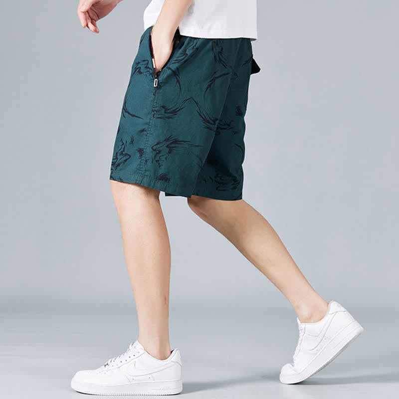 Buddha Stones Summer Drawstring Abstract Print Cotton Men's Shorts With Pockets - image 14