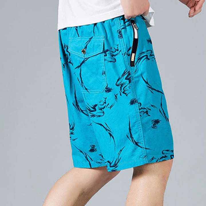 Buddha Stones Summer Drawstring Abstract Print Cotton Men's Shorts With Pockets - image 22