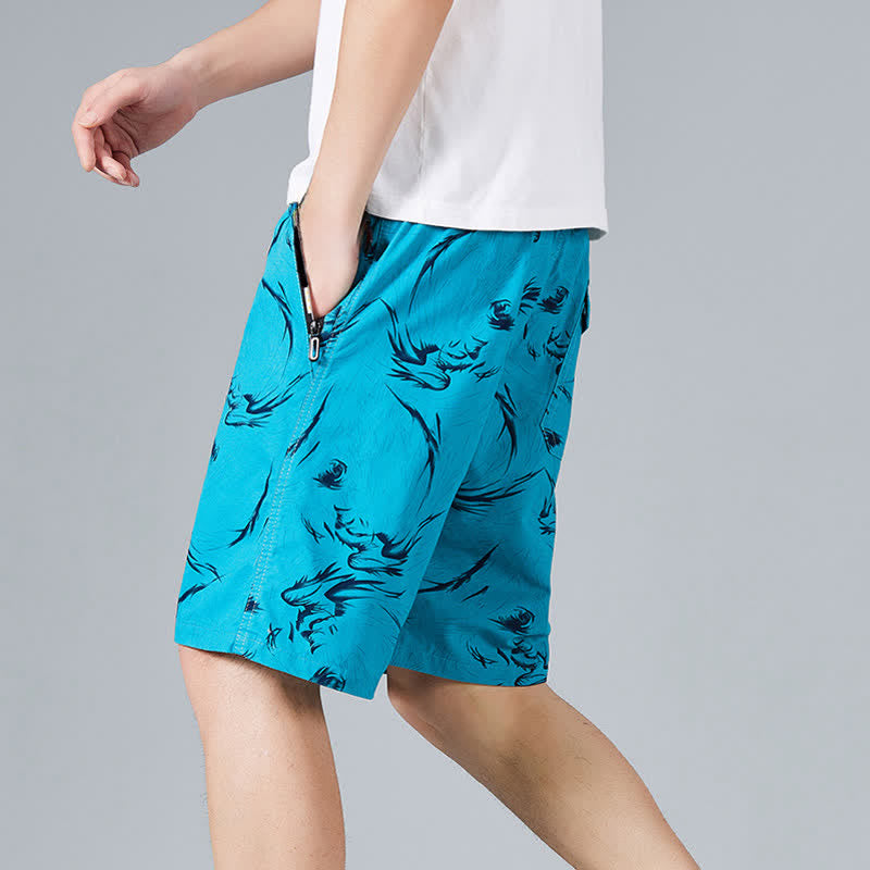 Buddha Stones Summer Drawstring Abstract Print Cotton Men's Shorts With Pockets - image 19