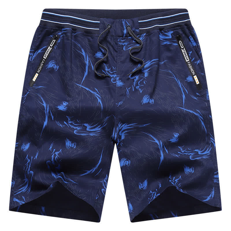 Buddha Stones Summer Drawstring Abstract Print Cotton Men's Shorts With Pockets - image 10