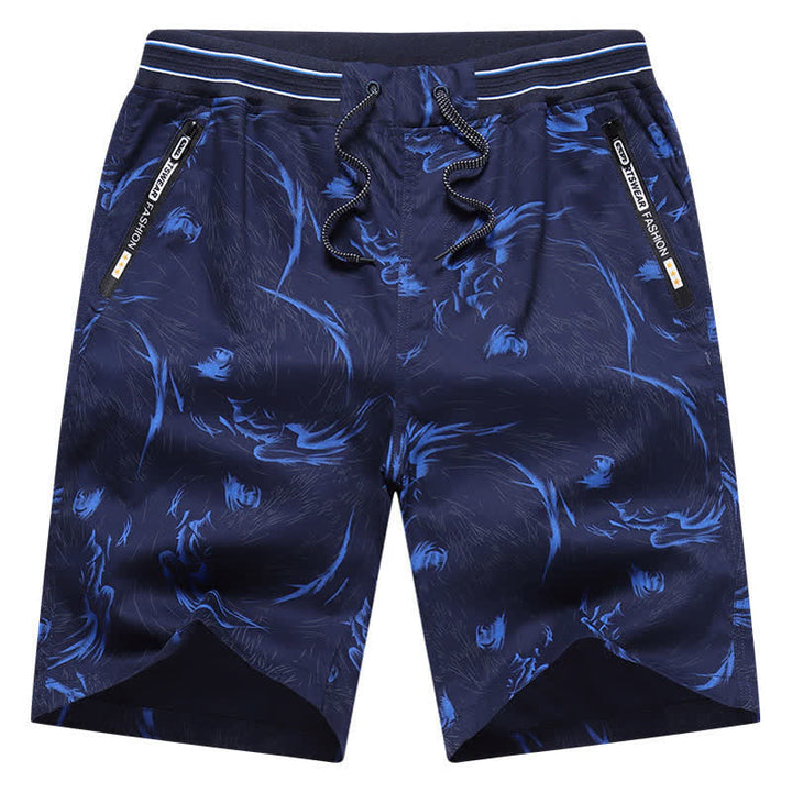 Buddha Stones Summer Drawstring Abstract Print Cotton Men's Shorts With Pockets - image 10