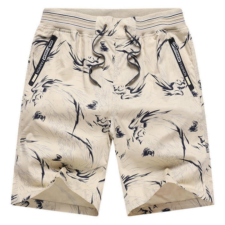 Buddha Stones Summer Drawstring Abstract Print Cotton Men's Shorts With Pockets - image 5