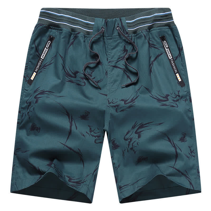 Buddha Stones Summer Drawstring Abstract Print Cotton Men's Shorts With Pockets - image 17
