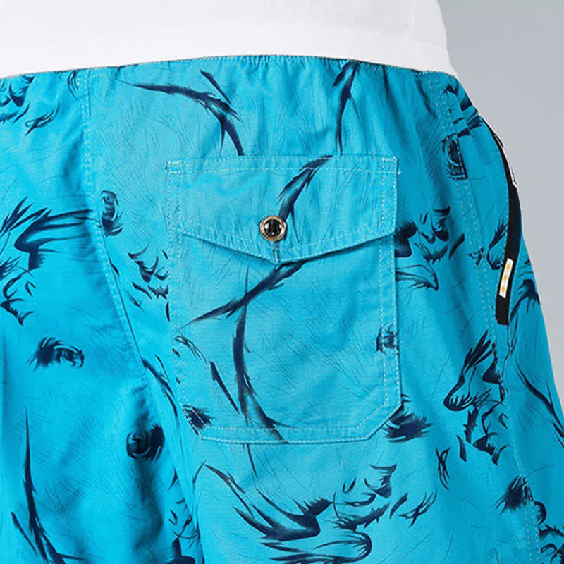 Buddha Stones Summer Drawstring Abstract Print Cotton Men's Shorts With Pockets - image 25