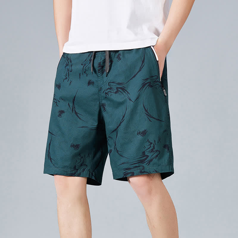 Buddha Stones Summer Drawstring Abstract Print Cotton Men's Shorts With Pockets - DarkCyan - US/UK/AU48，EU58(5XL) - image 12
