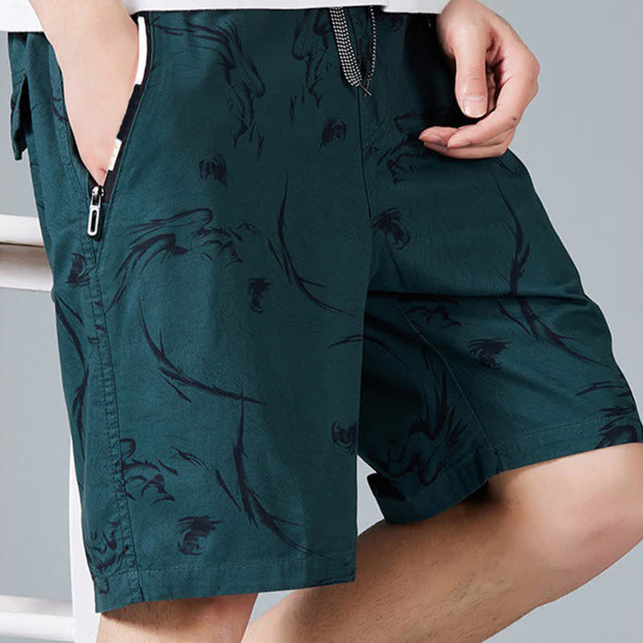 Buddha Stones Summer Drawstring Abstract Print Cotton Men's Shorts With Pockets - image 16