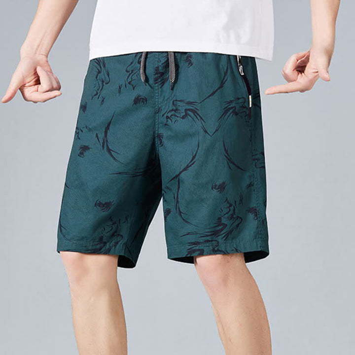 Buddha Stones Summer Drawstring Abstract Print Cotton Men's Shorts With Pockets - image 15