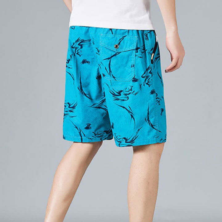 Buddha Stones Summer Drawstring Abstract Print Cotton Men's Shorts With Pockets - image 21