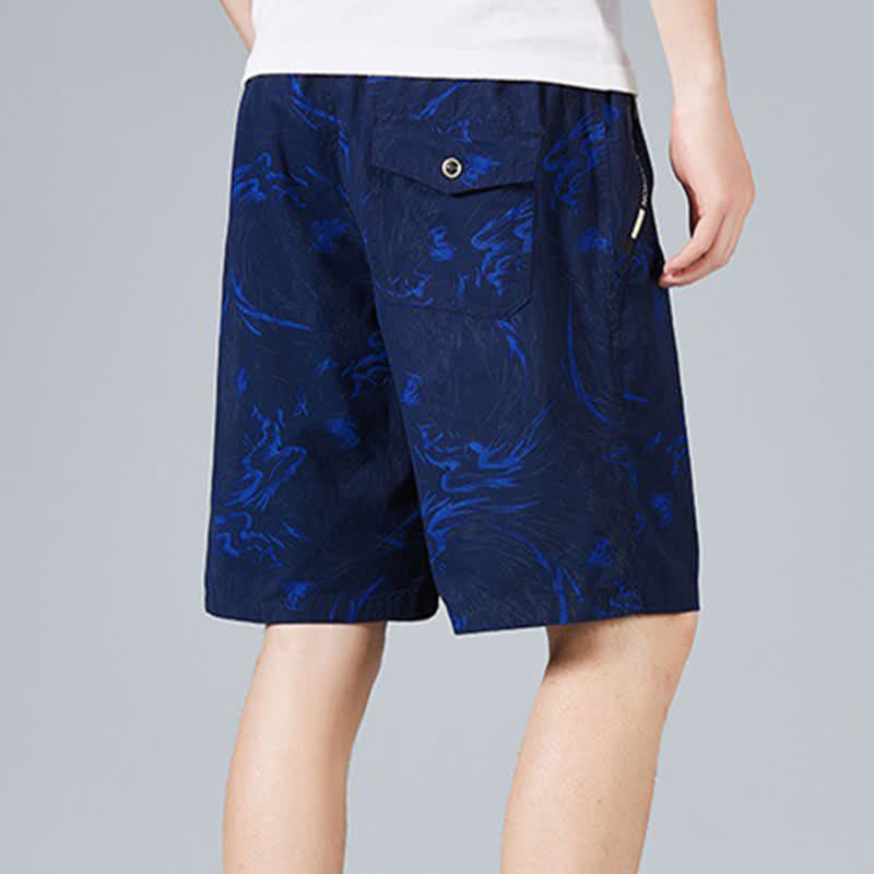 Buddha Stones Summer Drawstring Abstract Print Cotton Men's Shorts With Pockets - image 9