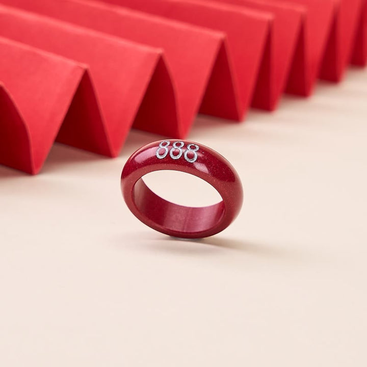 Buddha Stones Cinnabar Round Carved 444 Angel Number 888 Angel Number Blessing Ring - image 10