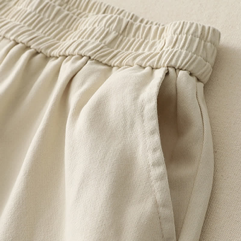 Buddha Stones Spring Casual Solid Cotton Ruffle Hem Women's Wide Leg Pants With Pockets - image 7