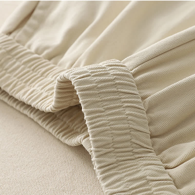 Buddha Stones Spring Casual Solid Cotton Ruffle Hem Women's Wide Leg Pants With Pockets - image 9