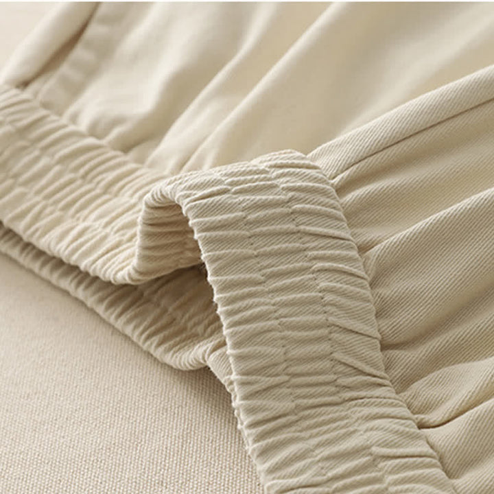Buddha Stones Spring Casual Solid Cotton Ruffle Hem Women's Wide Leg Pants With Pockets - image 9