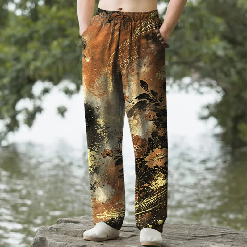 Buddha Stones Cotton Floral Starlight Pattern Men's Tapered Pants With Pockets - Peru - US/UK/AU50，EU60 (5XL) - image 8