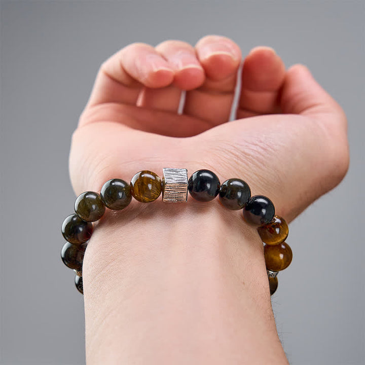 Buddha Stones Tiger Eye Gold Sheen Obsidian Inclusion Quartz Bead Protection Bracelet - image 4