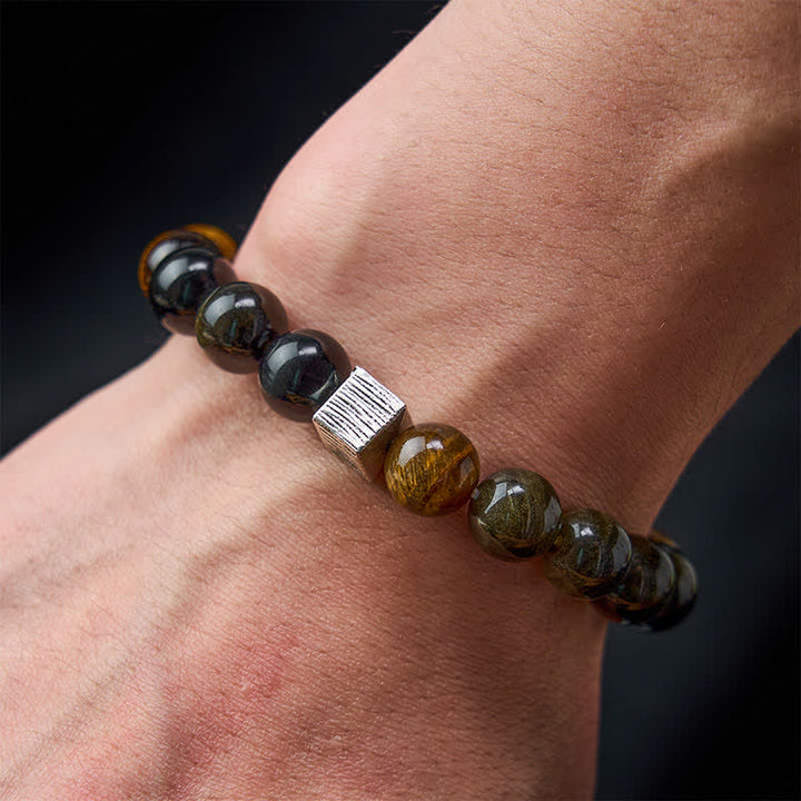 Buddha Stones Tiger Eye Gold Sheen Obsidian Inclusion Quartz Bead Protection Bracelet - image 3