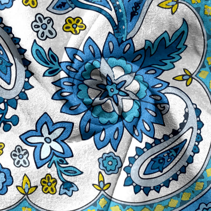 Buddha Stones Pure Cotton Bohemian Paisley Floral Pattern Women's Elastic Waist Pants With Pockets - image 2