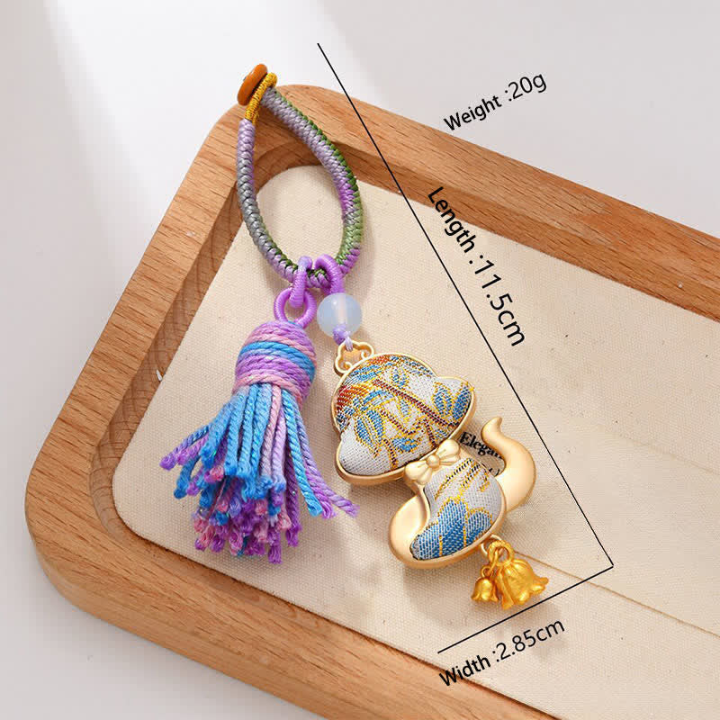 Buddha Stones Song Brocade Handmade Chinese Zodiac Luck Tassel Keychain - Snake - image 17