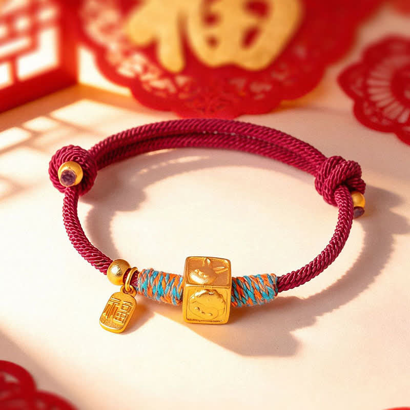 Buddha Stones Handmade Three Harmony Chinese Zodiac Protection Red String Bracelet - image 12