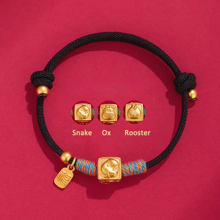 Buddha Stones Handmade Three Harmony Chinese Zodiac Protection Red String Bracelet - Snake Ox Rooster Triad Black String Bracelet - Red String(Protection♥Luck) - image 10