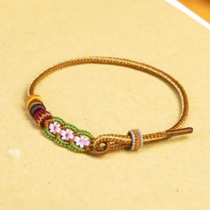 Buddha Stones Hand-Woven Floral Chinese Knotting Fortune Adjustable Cord Bracelet - image 2