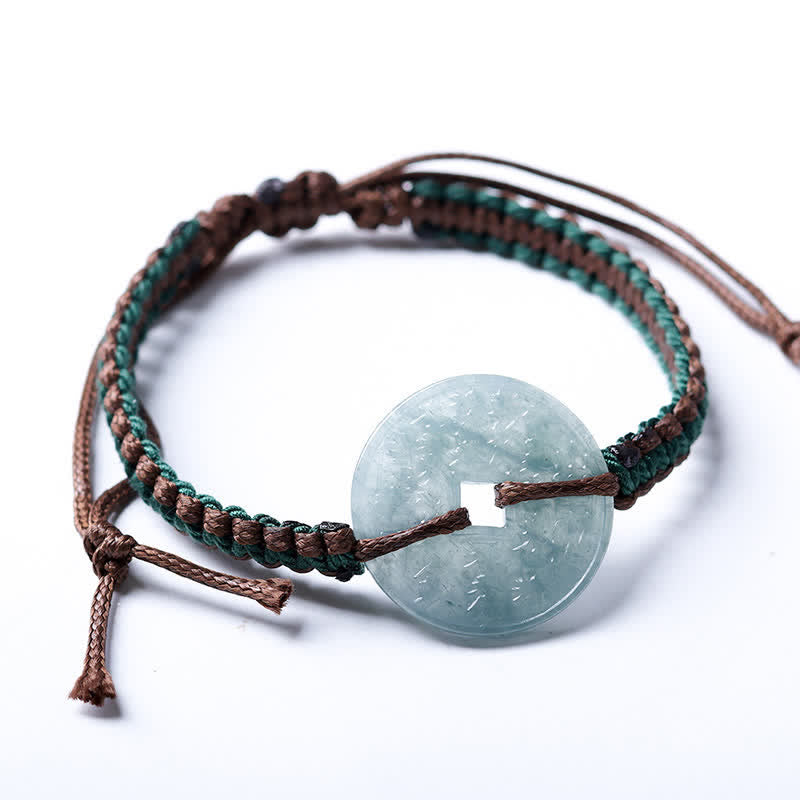 Buddha Stones Jade Peace Buckle Hand-Woven Tranquility Adjustable Bracelet - image 9