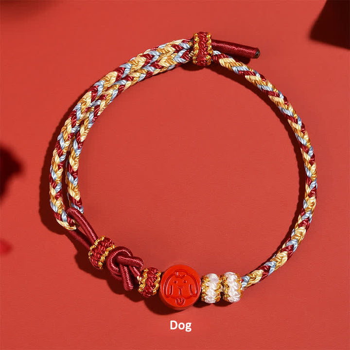 Buddha Stones Cinnabar Chinese Zodiac Concentration Hand-Woven Red String Bracelet - Dog( Luck ♥ Personality) - Cinnabar(Blessing♥Calm) - image 14