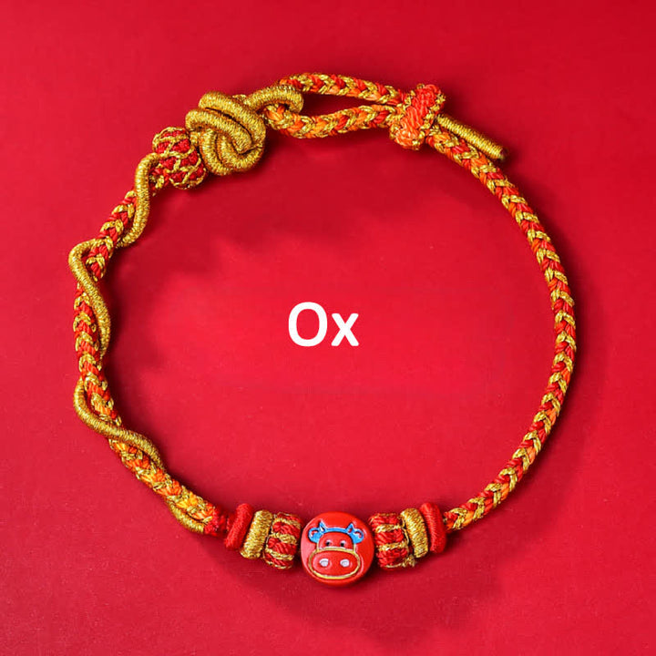Buddha Stones Cinnabar Chinese Zodiac Blessing Hand-Woven Red String Bracelet - Chinese Zodiac(Protection ♥ Vitality) - Ox - Cinnabar(Blessing♥Calm) - image 2