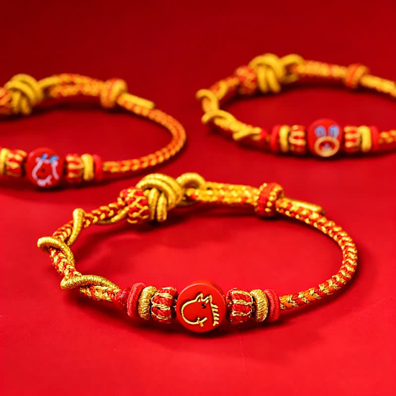 Buddha Stones Cinnabar Chinese Zodiac Blessing Hand-Woven Red String Bracelet - image 18
