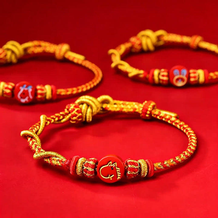 Buddha Stones Cinnabar Chinese Zodiac Blessing Hand-Woven Red String Bracelet - image 18