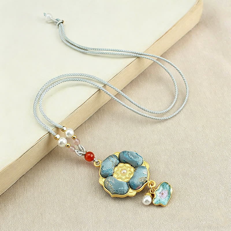 Buddha Stones Song Brocade Four-Leaf Clover Luck Necklace - image 5