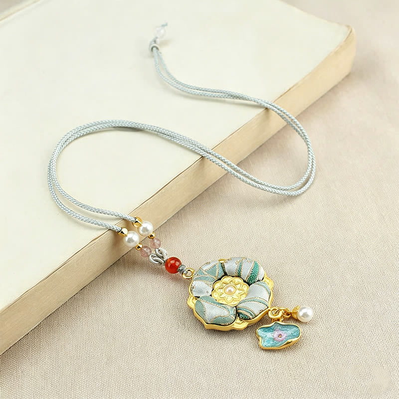 Buddha Stones Song Brocade Four-Leaf Clover Luck Necklace - image 14